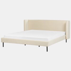 Cama Veludo ARETTE 180 x 200 cm Creme claro