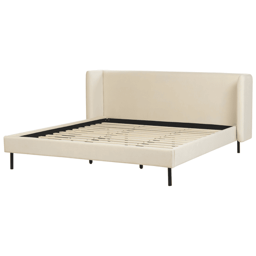 Cama Veludo ARETTE 180 x 200 cm Creme claro