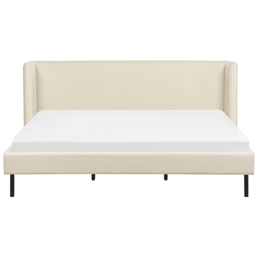 Cama Veludo ARETTE 180 x 200 cm Creme claro