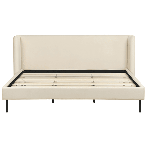 Cama Veludo ARETTE 180 x 200 cm Creme claro
