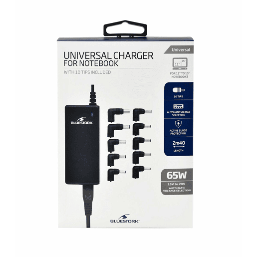 Carregador para Portátil Bluestork BS-PW-NB-652 Universal 10 em 1 65 W
