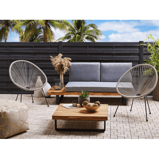 Conjunto de 2 cadeiras de jardim em rattan cinzento claro ACAPULCO II