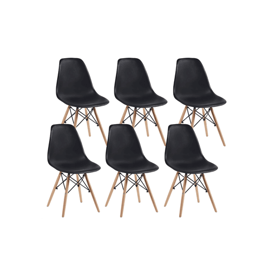 Mesa de jantar ou cozinha branca + 6 cadeiras pretas estilo nórdico