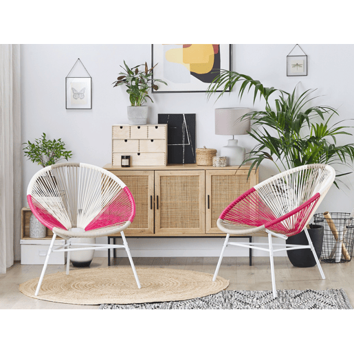 Conjunto de 2 cadeiras de jardim ACAPULCO Fucsia