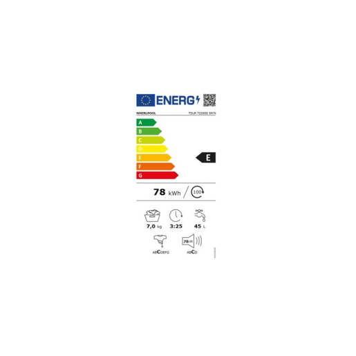 Máquina de lavar roupa de carga superior Whirlpool TDLR7220SS SPN 7KG 1200RPM - Eficiência energética: E