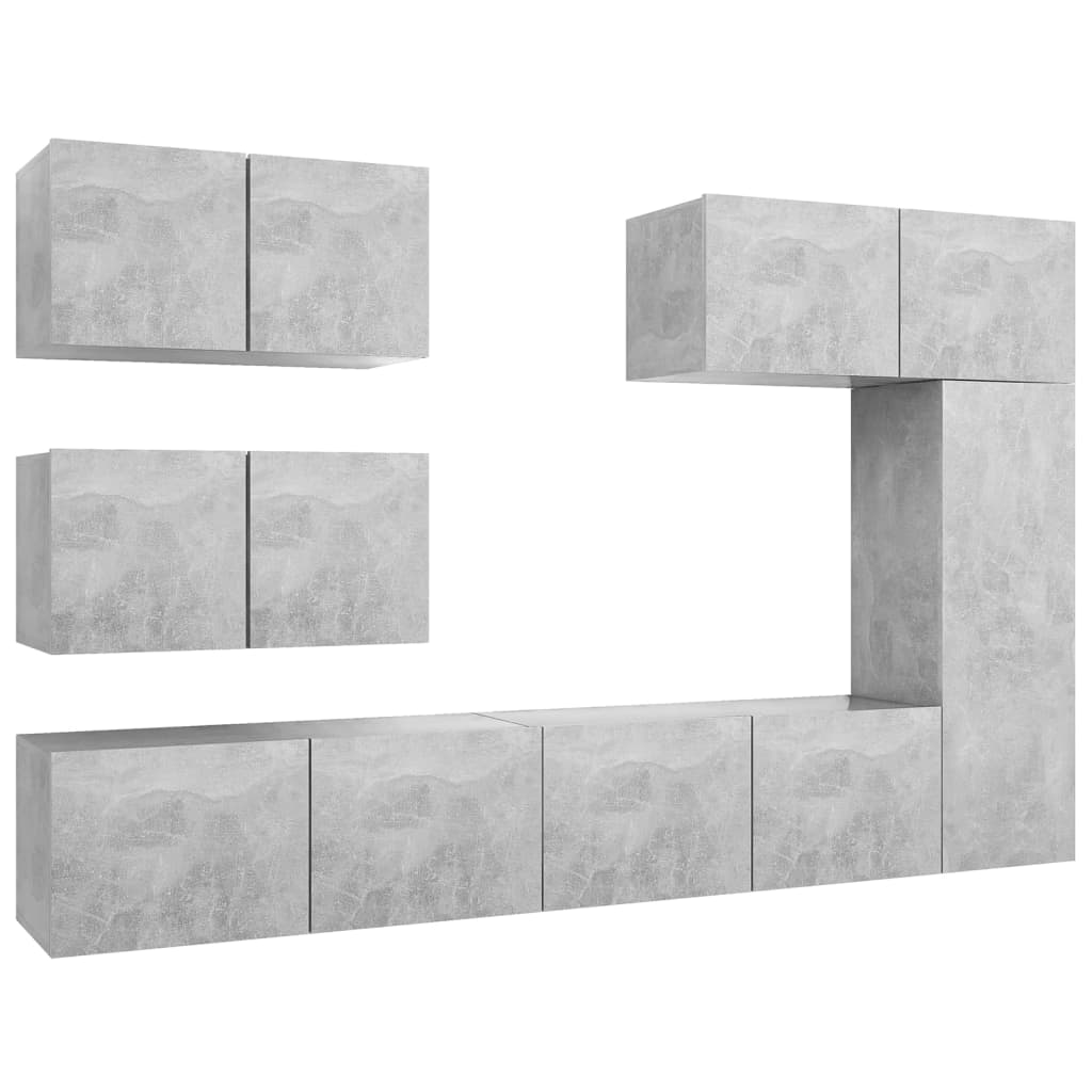 Juego de mueble para tv de 6 piezas aglomerado gris hormigón