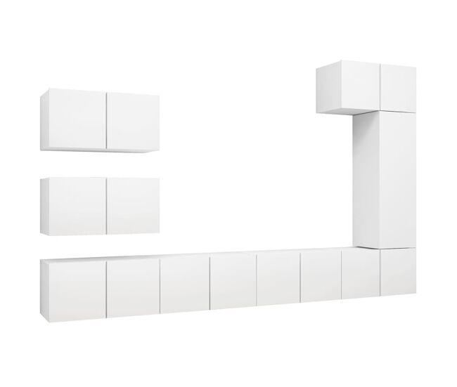 Juego de mueble para tv de 8 piezas aglomerado blanco