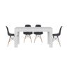 Mesa de jantar ou cozinha branca + 4 cadeiras pretas estilo nórdico