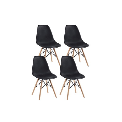 Mesa de jantar ou cozinha branca + 4 cadeiras pretas estilo nórdico