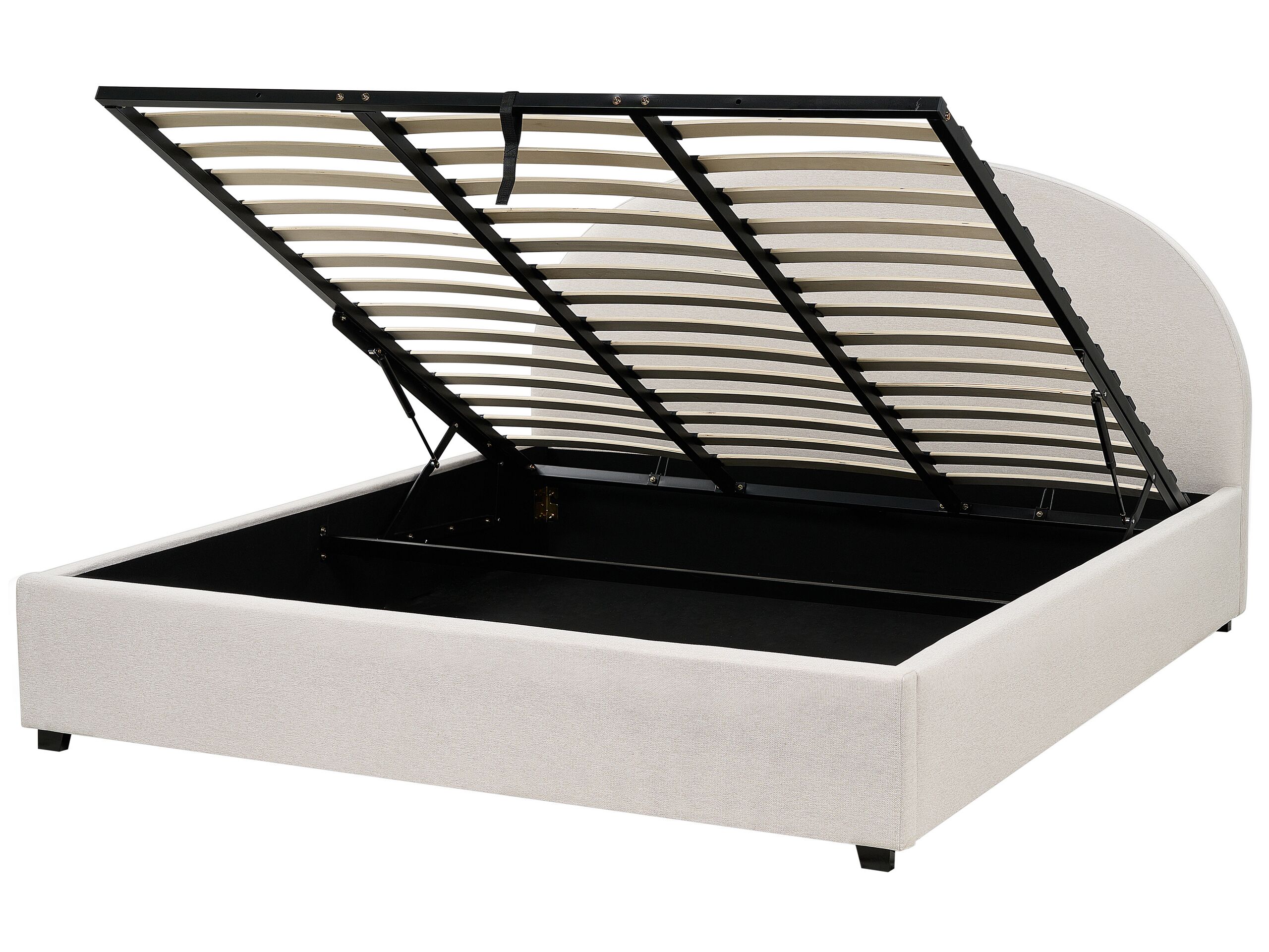 Beliani Cama con almacenaje Poliéster VAUCLUSE 194x214 Crema