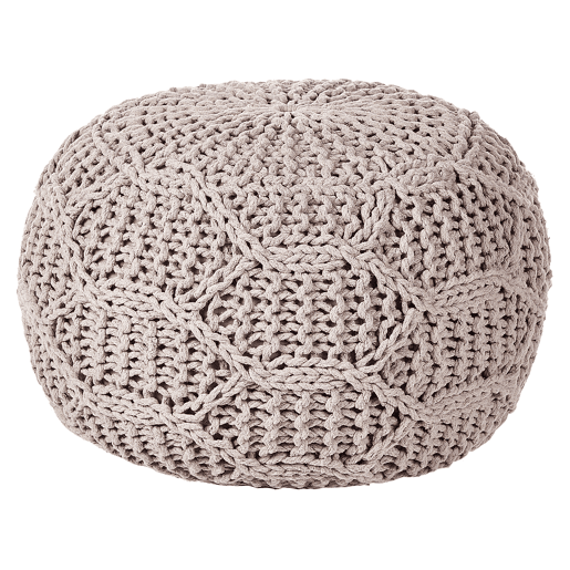 Pufe Macramé TRIMAN Algodão Taupe 50 cm 50 cm 35 cm