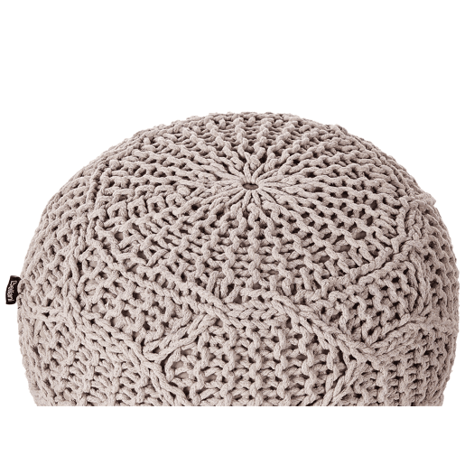 Pufe Macramé TRIMAN Algodão Taupe 50 cm 50 cm 35 cm