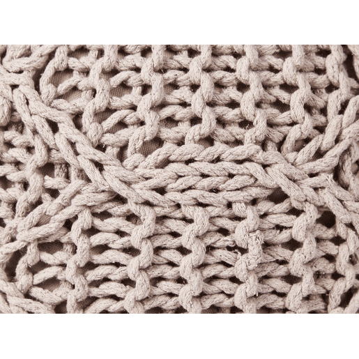 Pufe Macramé TRIMAN Algodão Taupe 50 cm 50 cm 35 cm