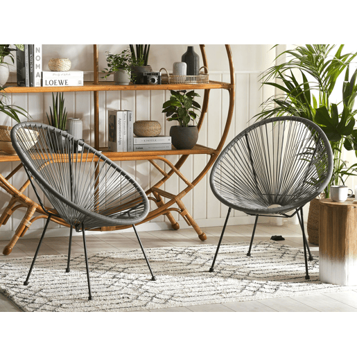 Conjunto de 2 cadeiras de jardim ACAPULCO II Cinzento escuro