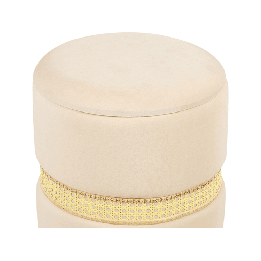 Conjunto de 2 tamboretes com arrumação MEDFORD Veludo Creme 3034 cm 3034 cm 3843 cm