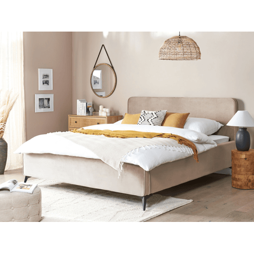 Cama Veludo VALOGNES 180 x 200 cm Taupe