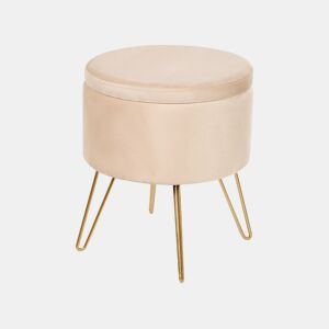 Pufe com arrumação SILAS Veludo Creme 42 cm 42 cm 44 cm