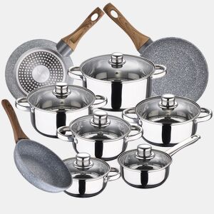 Bateria de cozinha 12 peças de cassel em aço inoxidável com jogo de início (222426 cm) Daimiel em alumínio forjado