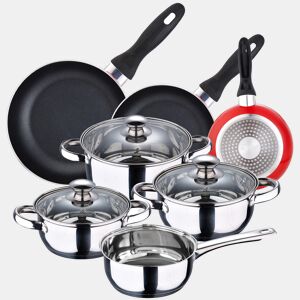 Bateria 7 peças S.IGNACIO FARO y Set 3 panelas Ø16Ø20Ø24 cms vermelho, alumínio pressionado, inútil, indução