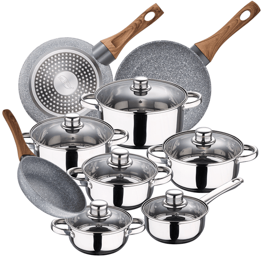 Bateria de cozinha 12 peças Cassel em aço inoxidável com jogo de patch (182024 cm) Daimiel em alumínio forjado Bateria de cozinha 12 peças Cassel em aço inoxidável com jogo de patch (182024 cm) Daimiel em alumínio forjado