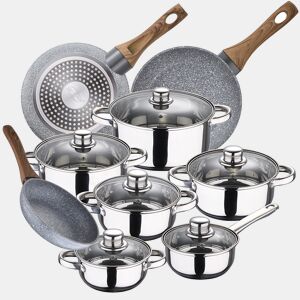 Bateria de cozinha 12 peças Cassel em aço inoxidável com jogo de patch (182024 cm) Daimiel em alumínio forjado