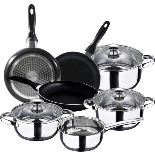 Bateria 7 peças S.IGNACIO FARO y Conjunto 3 panelas Ø16Ø20Ø24 cm preto, alumínio pressionado, inútil, indução Bateria 7 peças S.IGNACIO FARO y Conjunto 3 panelas Ø16Ø20Ø24 cm preto, alumínio pressionado, inútil, indução