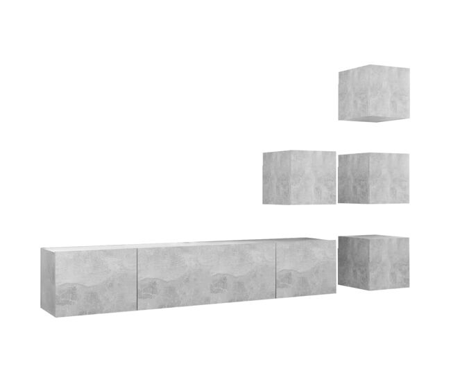 Set de muebles de salón 6 piezas madera ingeniería gris hormigón