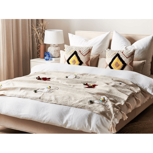 Manta DEOGHAR Algodão 130 x 180 cm Creme Manta DEOGHAR Algodão 130 x 180 cm Creme