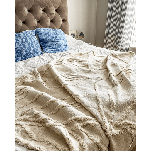 Manta ACACIA Algodão 130 x 160 cm Creme