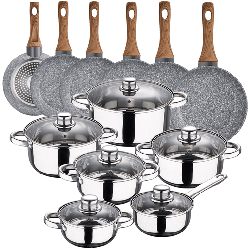 Bateria de cozinha 12 peças Cassel em aço inoxidável com jogo de panelas (182022242628 cm) Daimiel em alumínio forjad Bateria de cozinha 12 peças Cassel em aço inoxidável com jogo de panelas (182022242628 cm) Daimiel em alumínio forjad