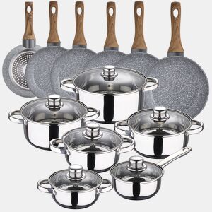 Bateria de cozinha 12 peças Cassel em aço inoxidável com jogo de panelas (182022242628 cm) Daimiel em alumínio forjad