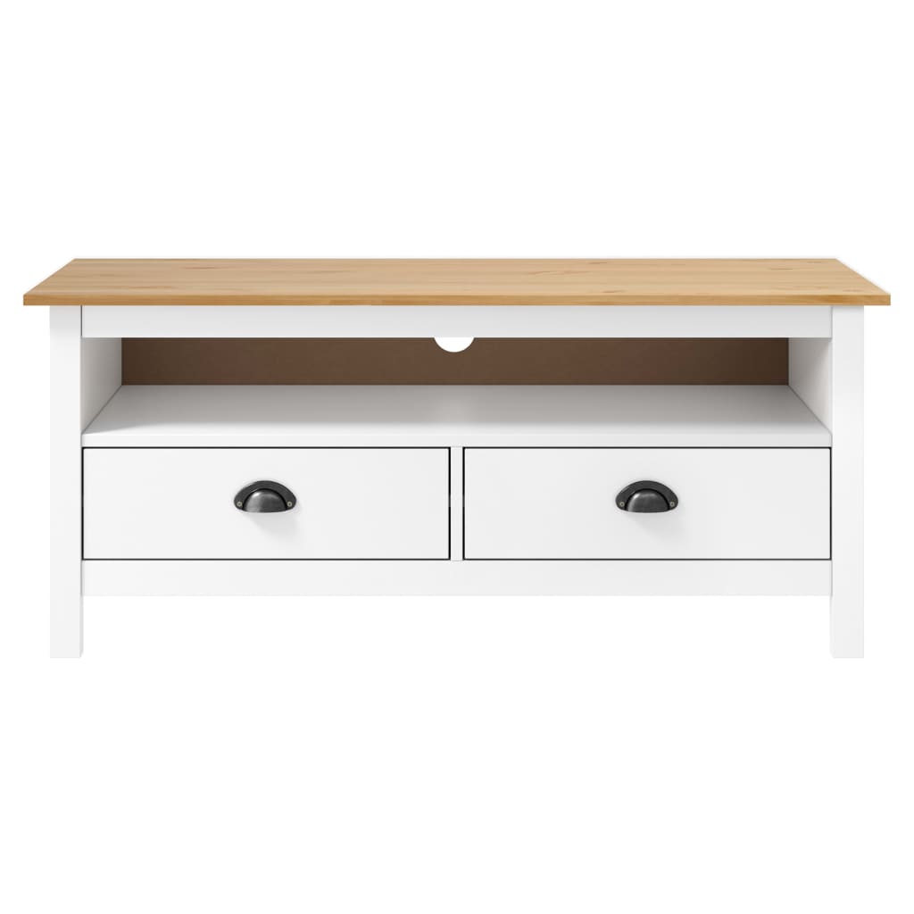 mueble de tv hill madera maciza de pino blanco 110x40x47 cm