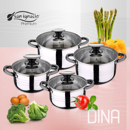 Bateria de cozinha 8 peças de aço inoxidável Dina com jogo de patch (202022242628 cm) Daimiel em alumínio forjado