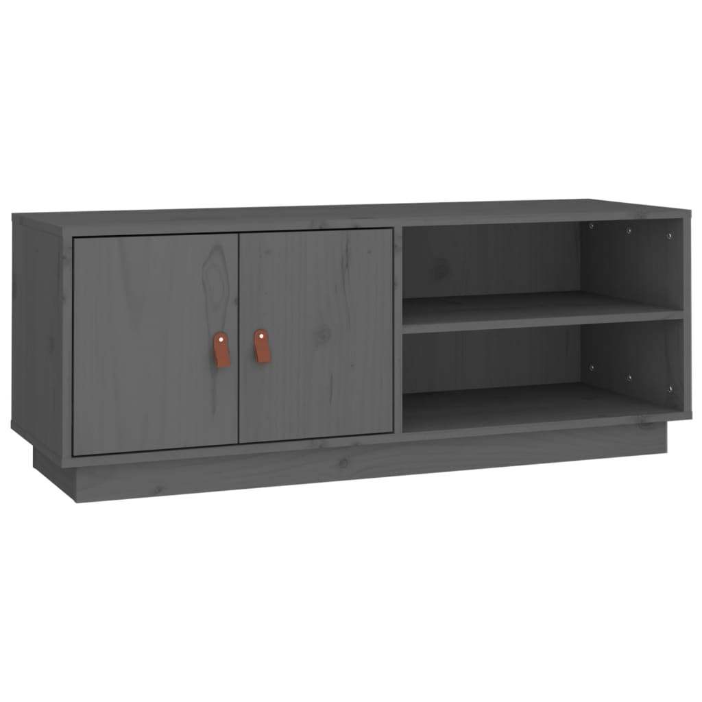 mueble de tv de madera maciza de pino gris 105x34x40 cm