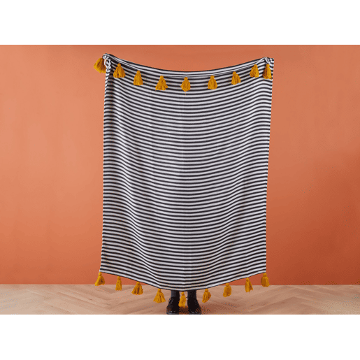 Manta SUNWAL Tecido 130 x 170 cm PretoBranco