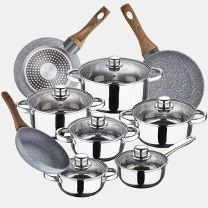 Bateria de cozinha 12 peças de cassel em aço inoxidável com jogo de patch (182226 cm) Daimiel em alumínio forjado