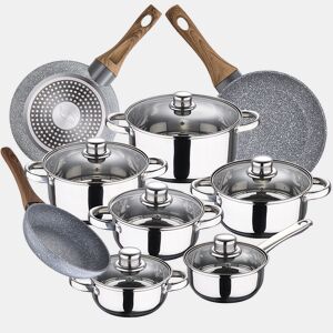 Bateria de cozinha 12 peças Cassel em aço inoxidável com jogo de patch (182628 cm) Daimiel em alumínio forjado