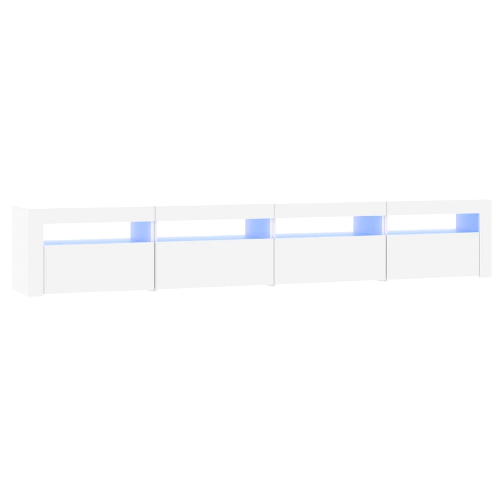 Mueble de tv con luces led blanco 240x35x40 cm