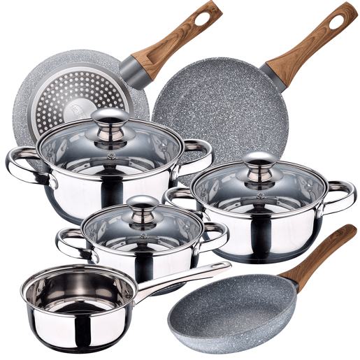 Bateria de cozinha 7 peças Farol de aço inoxidável com jogo de patch (222426 cm) Daimiel em alumínio forjado Bateria de cozinha 7 peças Farol de aço inoxidável com jogo de patch (222426 cm) Daimiel em alumínio forjado
