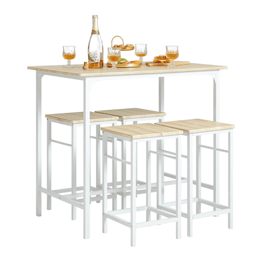 Conjunto de mesa branca e 4 bancos SoBuy OGT11-WN