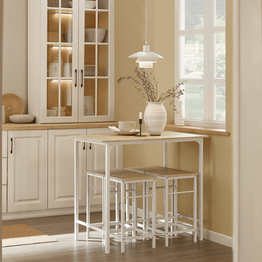 Conjunto de mesa branca e 4 bancos SoBuy OGT11-WN