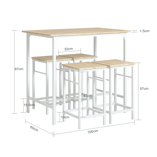 Conjunto de mesa branca e 4 bancos SoBuy OGT11-WN