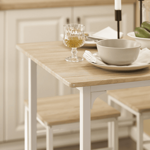 Conjunto de mesa branca e 4 bancos SoBuy OGT11-WN