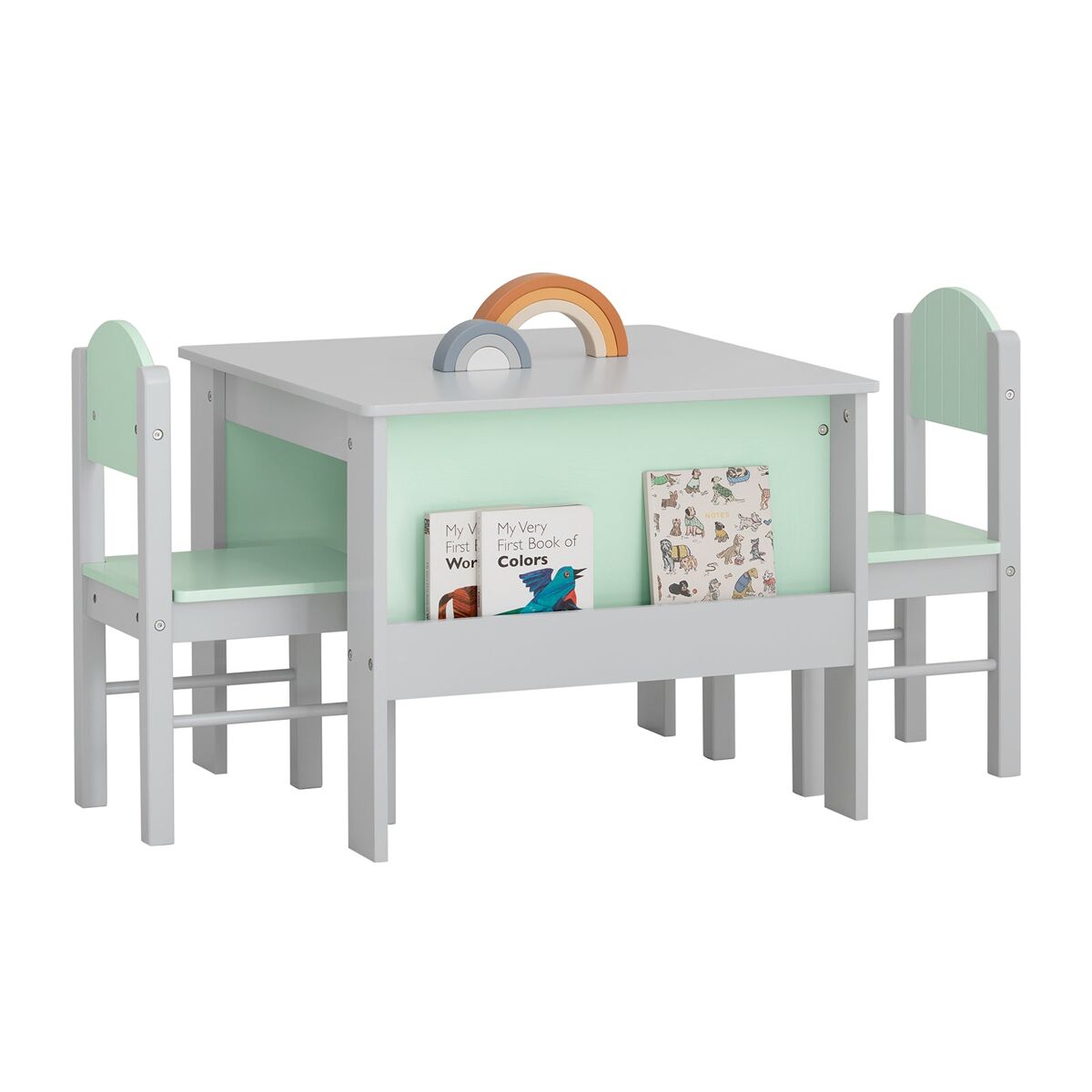 Juego de mesa silla infantil muebles gris y verde sobuy kmb88-hg