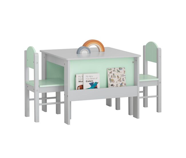 Juego de mesa silla infantil muebles gris y verde sobuy kmb88-hg
