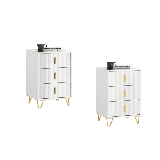 SoBuy FBT115-L-Wx2 Conjunto de 2 mesas de cabeceira com 3 gavetas