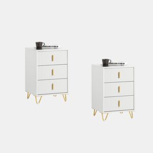 SoBuy FBT115-L-Wx2 Conjunto de 2 mesas de cabeceira com 3 gavetas