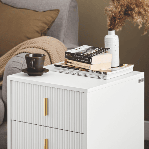 SoBuy FBT115-L-Wx2 Conjunto de 2 mesas de cabeceira com 3 gavetas