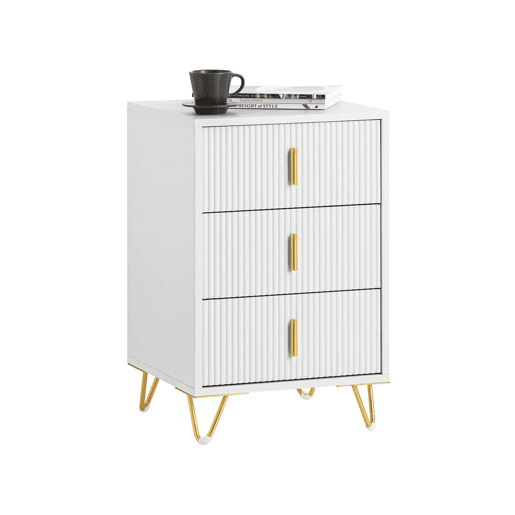 SoBuy Mesa de cabeceira Mesa de apoio com 3 gavetas, FBT115-L-W