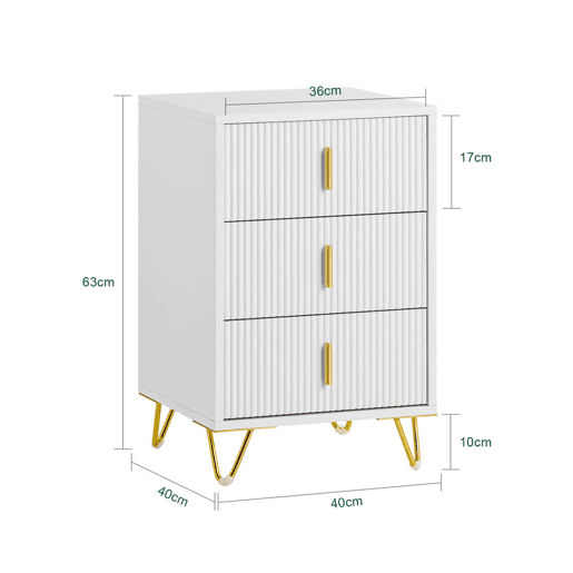 SoBuy Mesa de cabeceira Mesa de apoio com 3 gavetas, FBT115-L-W